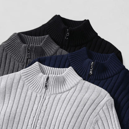 Modern Ribbed Zip Knit Cardigan for Men