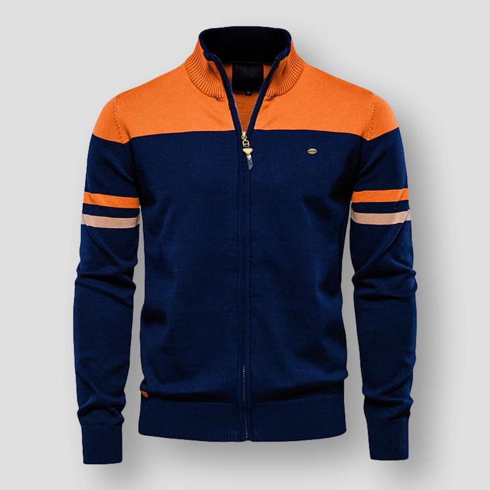 Men's Casual Colorblock Zip Jacket