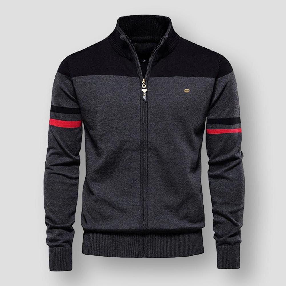 Men's Casual Colorblock Zip Jacket