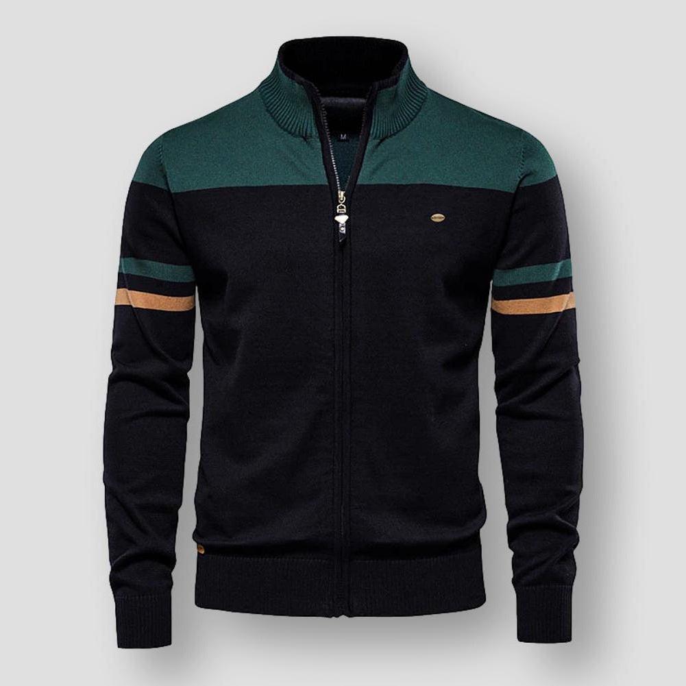 Men's Casual Colorblock Zip Jacket