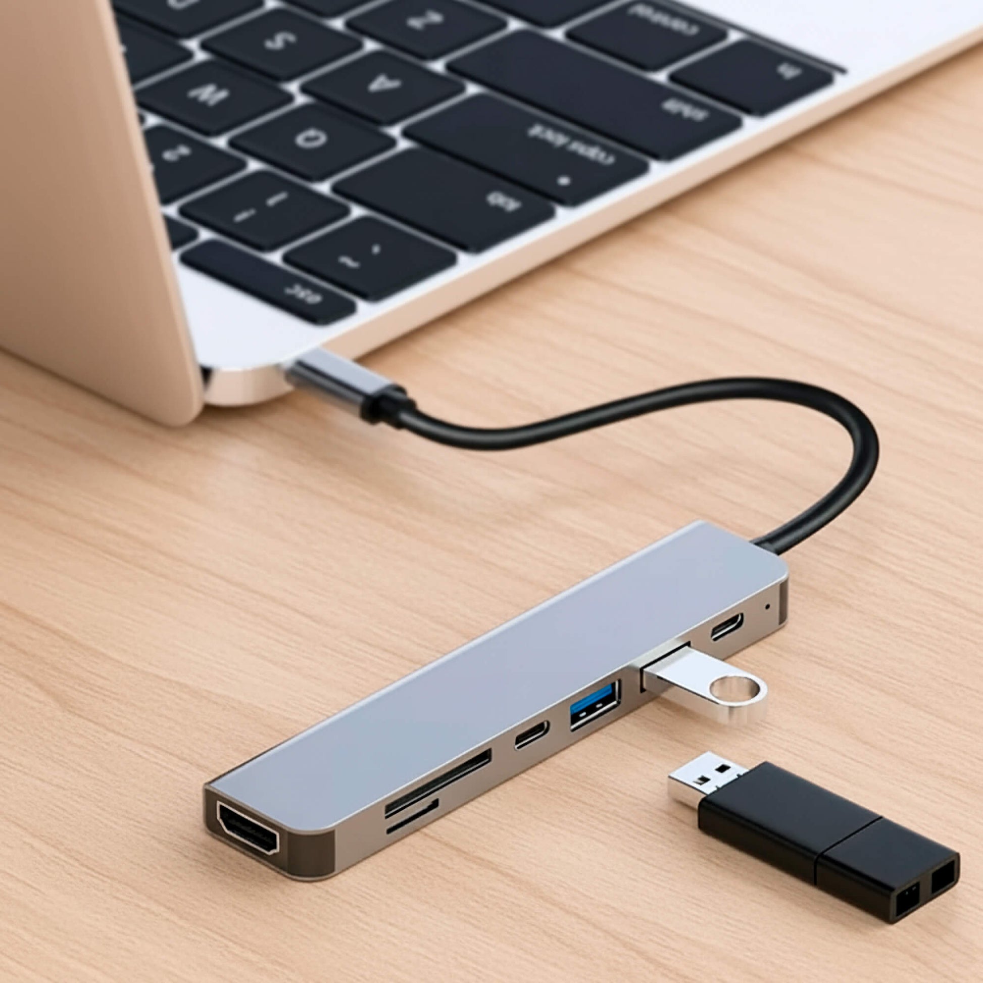 Compact 7-in-1 USB-C Adapter for MacBook with HDMI - BritishElegance
