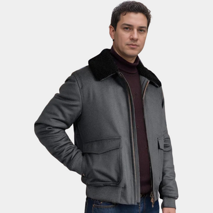 Woolen Collar Jacket Gray