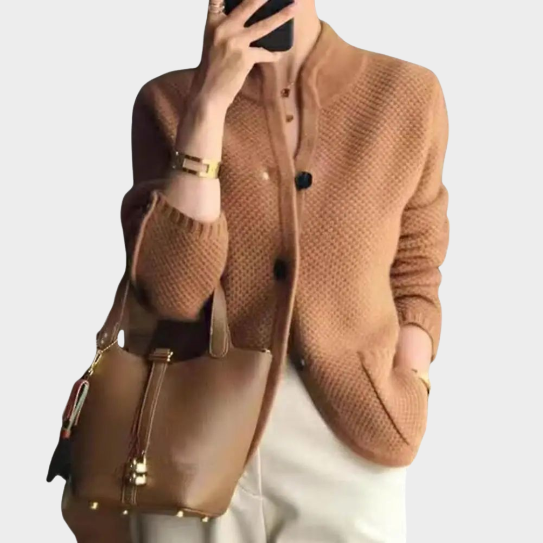 Myla – Women's Stand Collar Knitted Cardigan