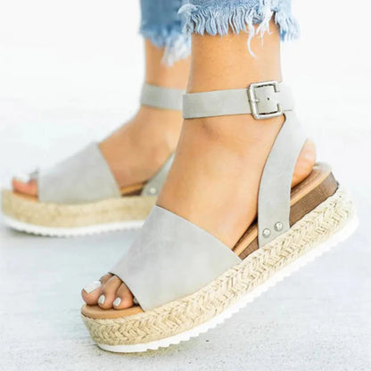 Mylene Sandals | Espadrille Sole Adjustable Ankle Strap Platform Sandals