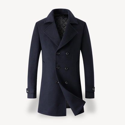 Men’s Wool Trench Coat Double-Breasted in Navy Blue, Gray, Camel, Black