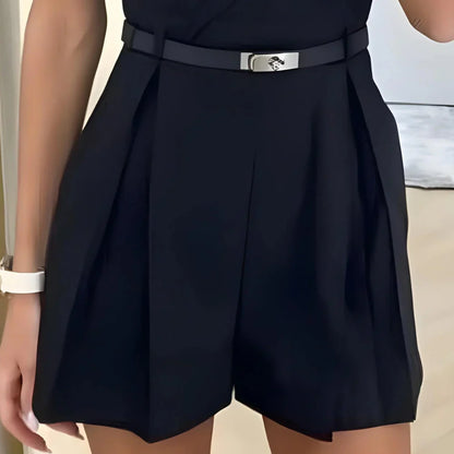 Nabila Romper | Sleeveless Belted Waist V-Neck Romper