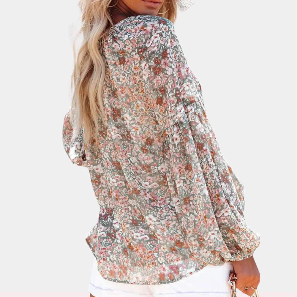 Naeva Blouse | Long Sleeve Loose Fit Floral Blouse