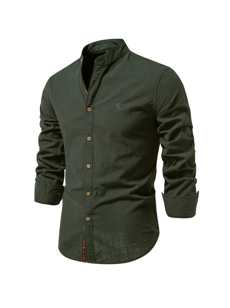 Men's long-sleeve button-down shirt by Nathan in solid color