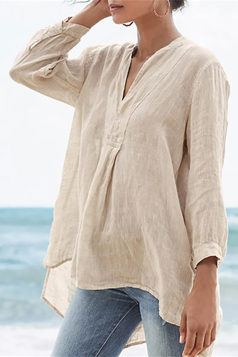Nayeli Top | Casual Plain Long Sleeve V-Neck Top