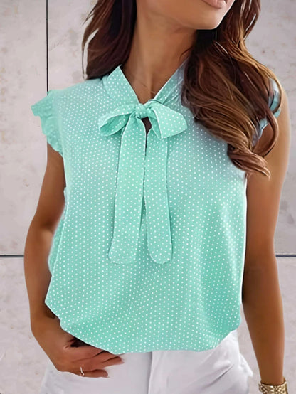 Nerine Top | Sleeveless Polka Dot Summer Top