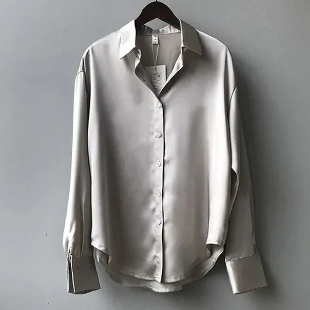 Green Classic Fit Blouse with Silky Finish
