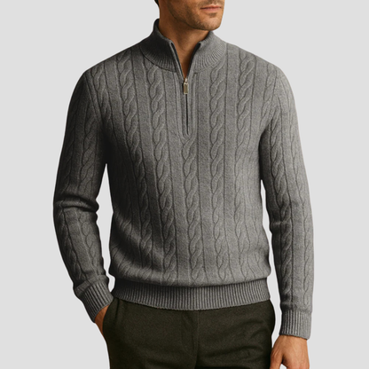 Men’s Quarter-Zip Cable Knit Pullover