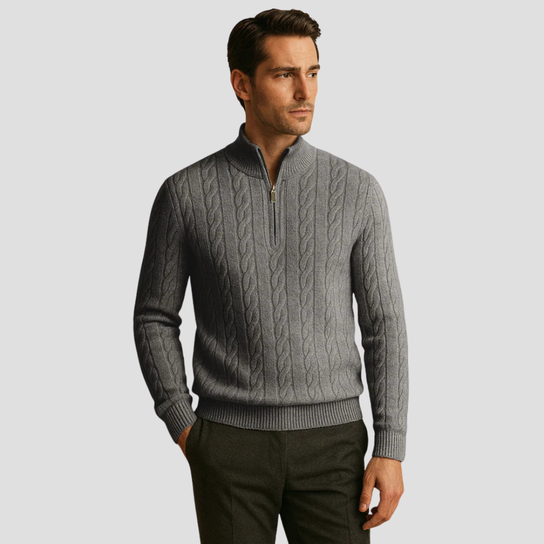 Men’s Quarter-Zip Cable Knit Pullover