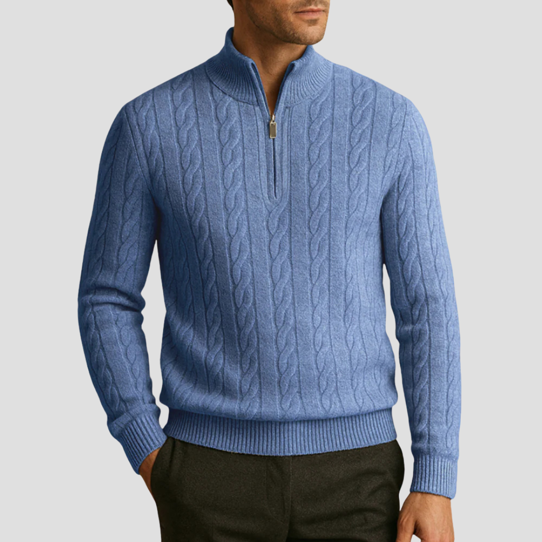 Men’s Quarter-Zip Cable Knit Pullover