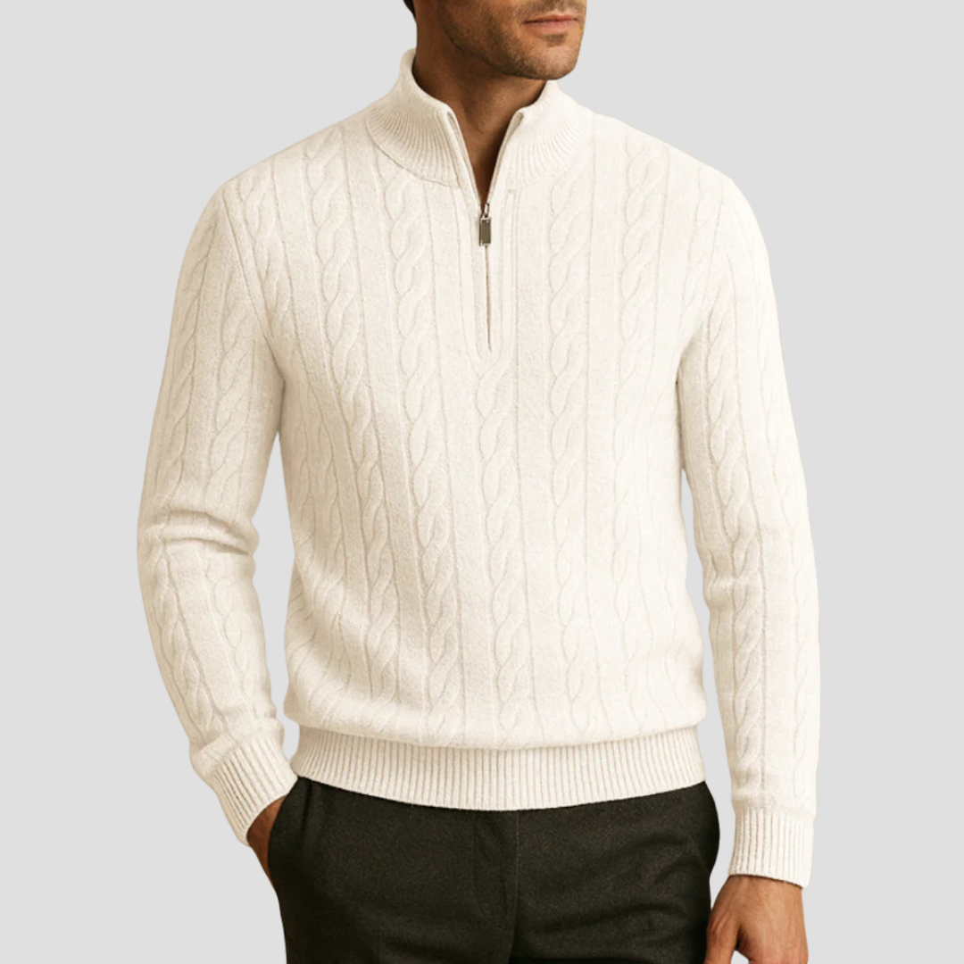Men’s Quarter-Zip Cable Knit Pullover