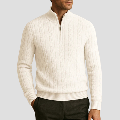 Men’s Quarter-Zip Cable Knit Pullover