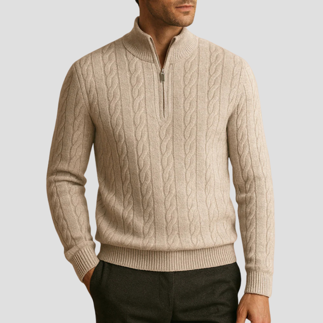 Men’s Quarter-Zip Cable Knit Pullover