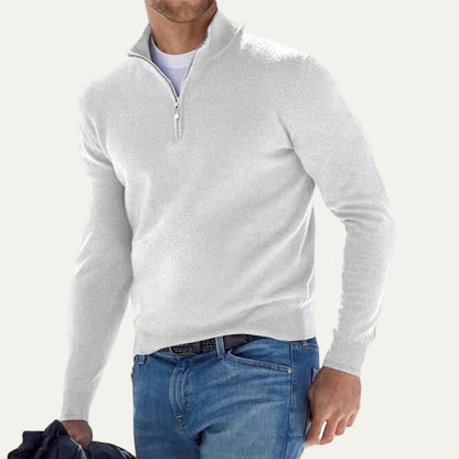Men’s Fine Knit Quarter Zip Mock Neck Sweater