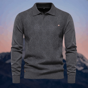Men's Classic Long Sleeve Polo Sweater for Fall