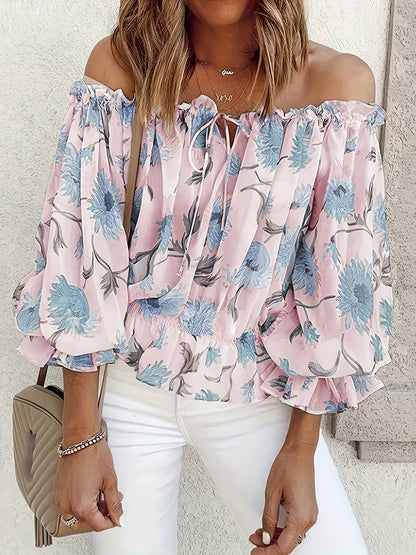 Niveah Blouse | Women's Off-Shoulder Floral Blouse