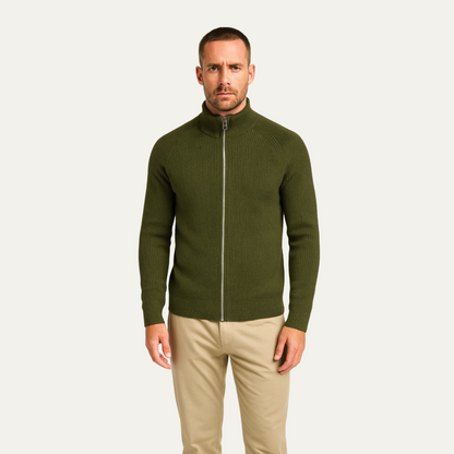 Men’s Ribbed Full Zip Knit Cardigan