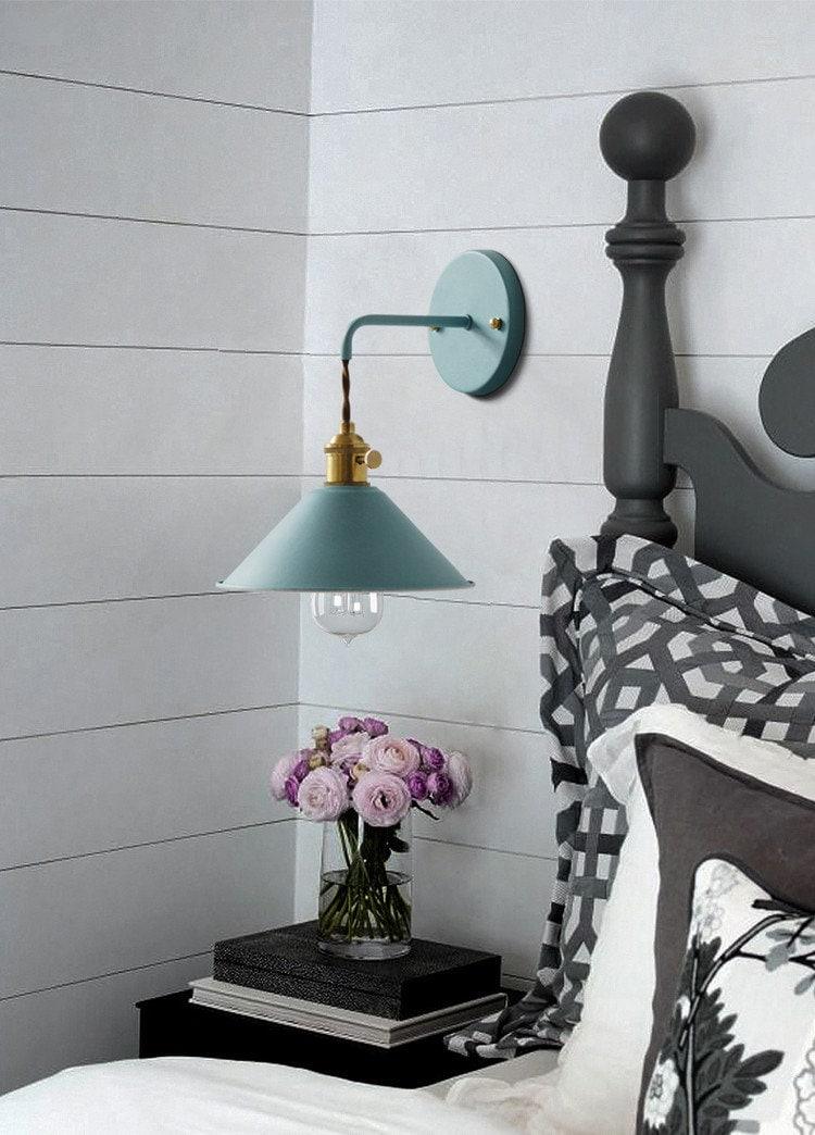 Rustic Metal Cone Wall Lamp with Bulb Included