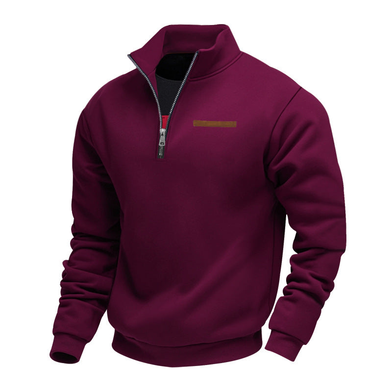 Men’s Quarter Zip Pullover with High Collar