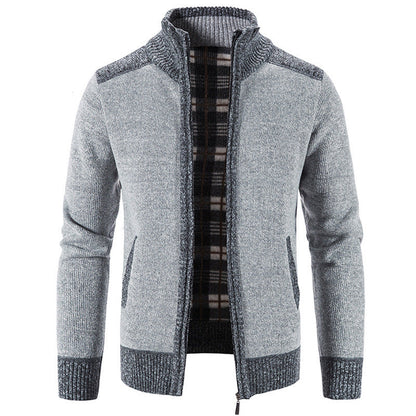 Men’s Chunky Knit Full Zip Mock Neck Cardigan