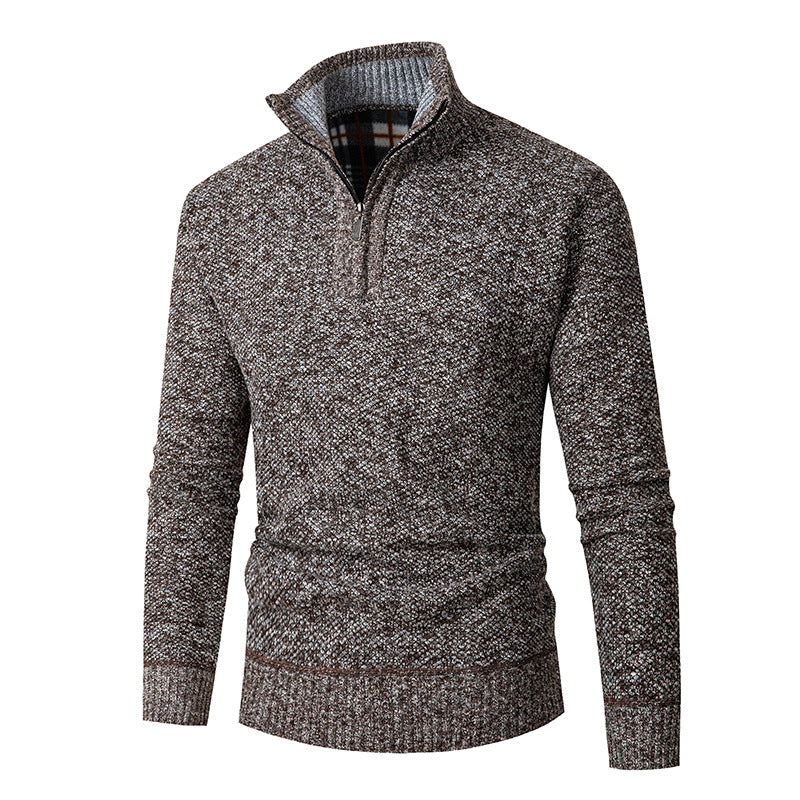 Men’s Textured Quarter Zip High Collar Sweater