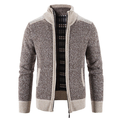 Men’s Chunky Knit Full Zip Mock Neck Cardigan