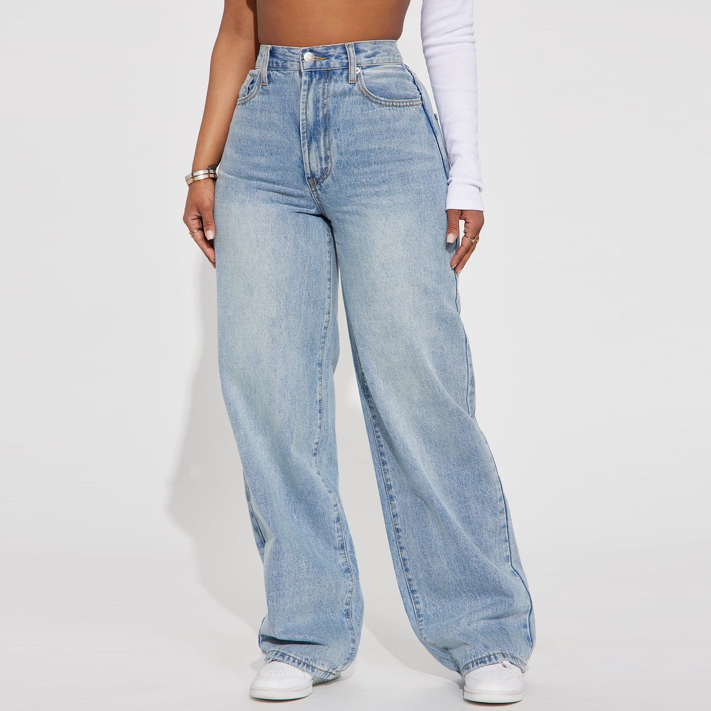 Classic Comfortable Straight Leg Blue Jeans