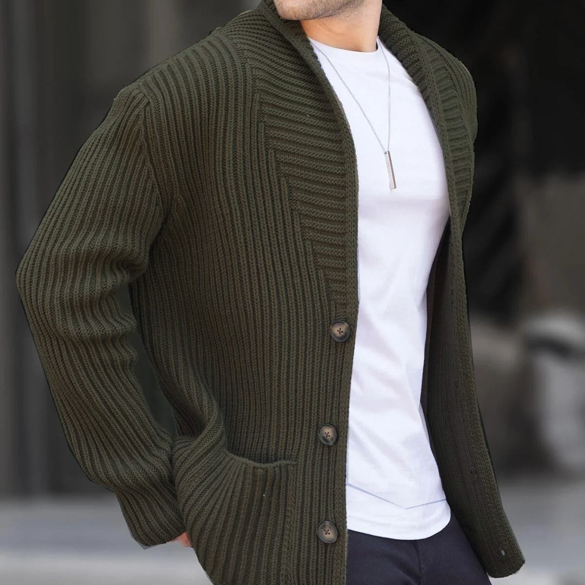Cevori Modern Style Deep Neckline Cardigan