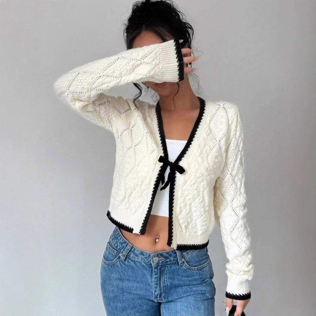 Fitted Ladies V-Neck Sweater Cardigan - BritishElegance