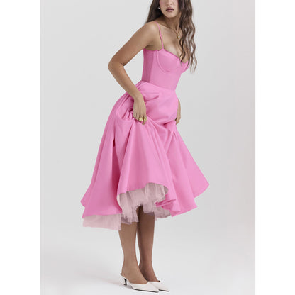 Relaxed Fit V-Neck Maxi Dress – Lightweight Ruffled Skirt
