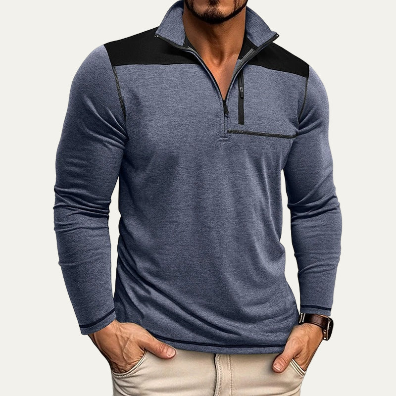 Men’s Slim Fit Zip Stand Collar Pullover
