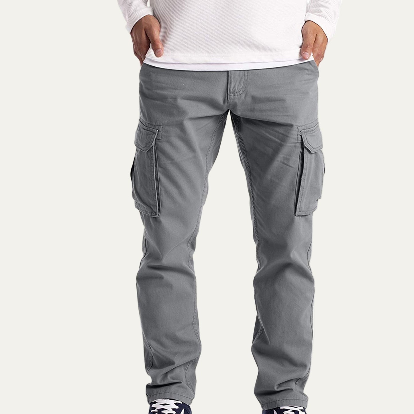 Men’s Relaxed Fit Cargo Pants with Utility Flap Pockets