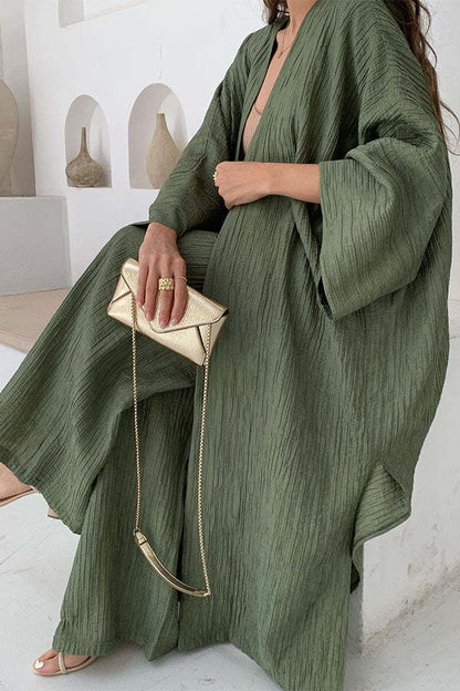 Chic Ruffled Kimono Outfit