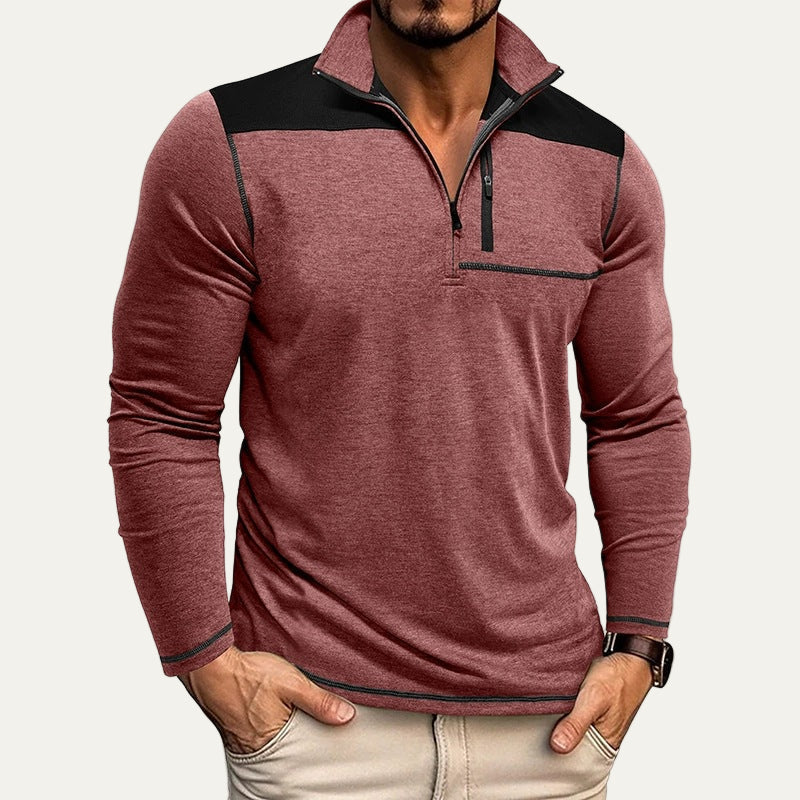 Men’s Slim Fit Zip Stand Collar Pullover