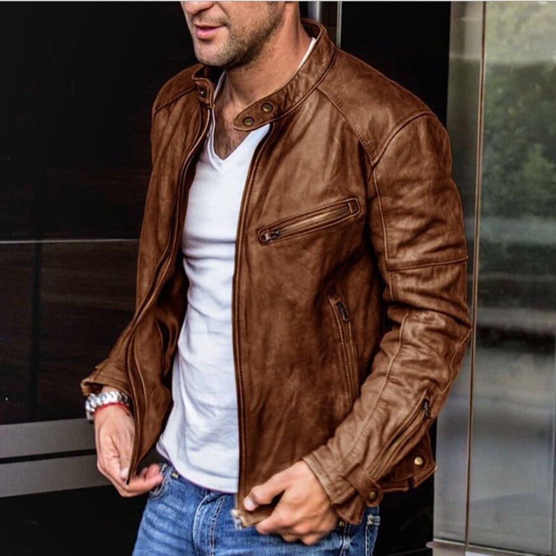 Stylish Men's Faux Leather Slim Jacket