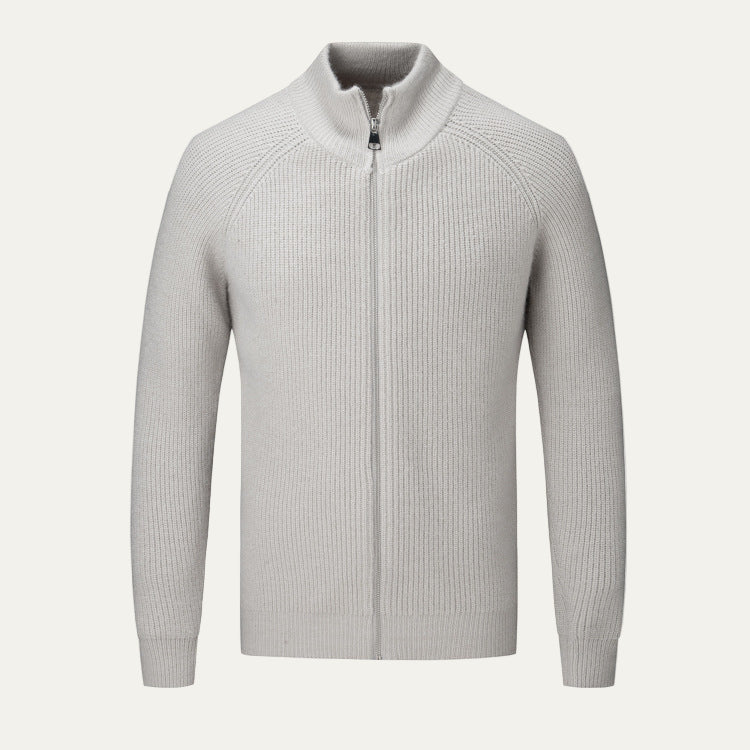Men’s Ribbed High Collar Zip Cardigan