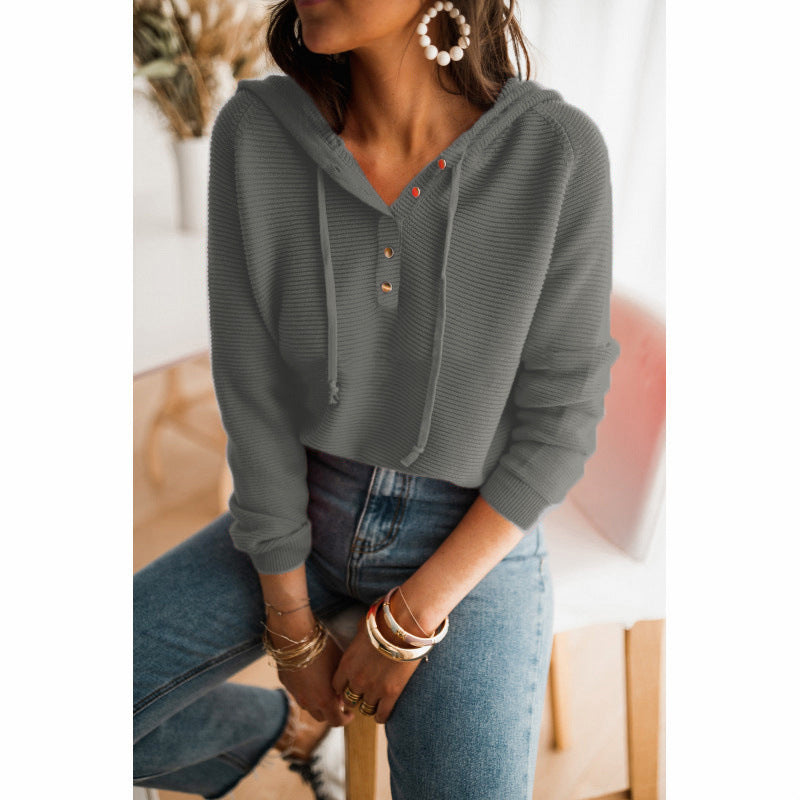 Hooded sweatshirt for women - Relaxed fit - Robust material - Embossed details - Hood with drawstring