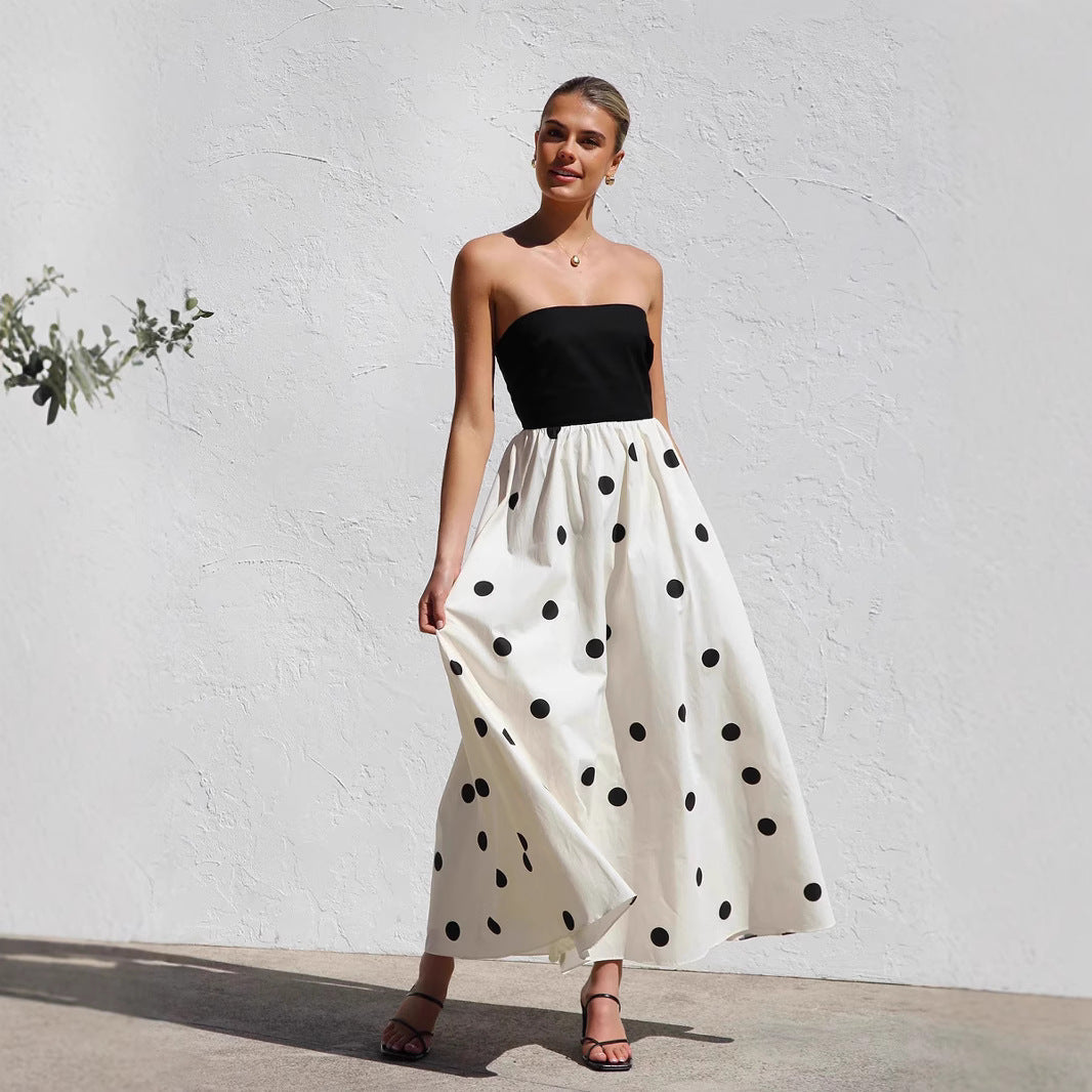 Elegant Sleeveless Dot Print Summer Dress - BritishElegance