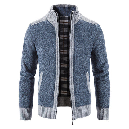 Men’s Chunky Knit Full Zip Mock Neck Cardigan