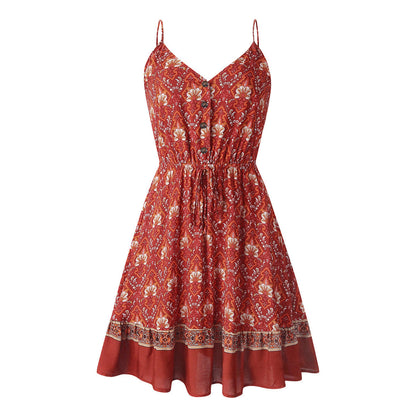 Vintage Ruffled Strapless V Neck Mini Summer Dress