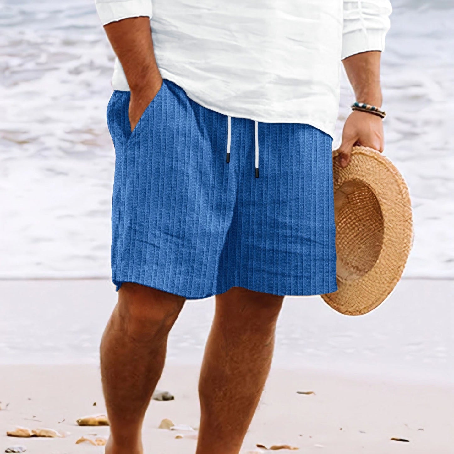 Comfortable Elastic Waist Shorts with Pockets
