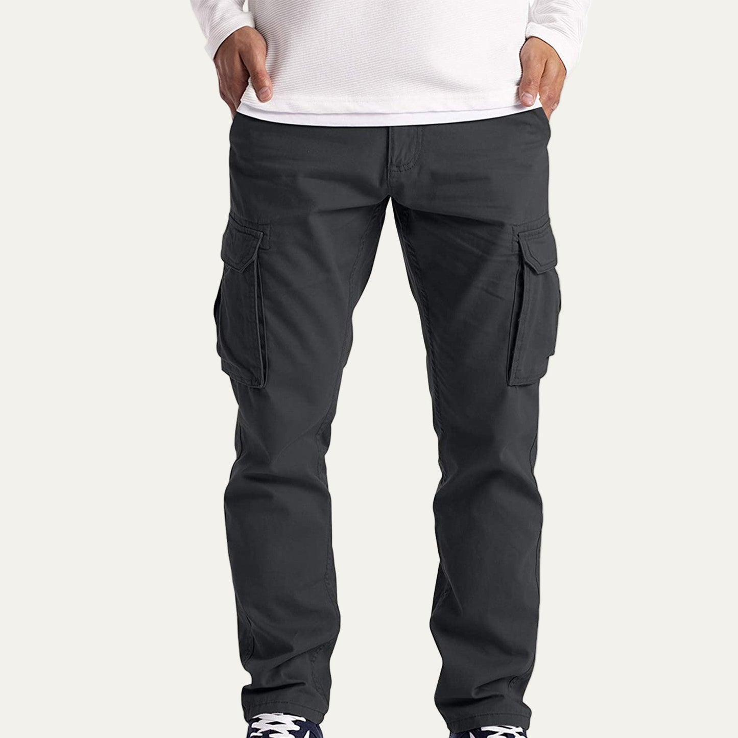 Men’s Relaxed Fit Cargo Pants with Utility Flap Pockets