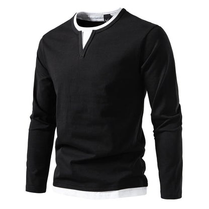 Cevori Long-Sleeve V-Neck Shirt with Layering Details