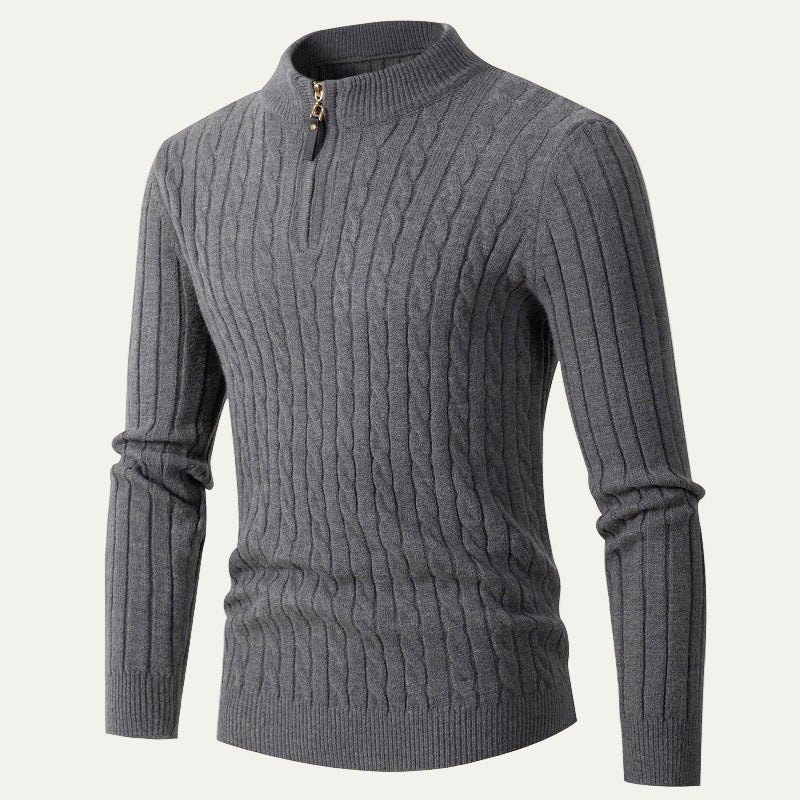 Men’s Slim Fit Cable Knit Quarter Zip Sweater