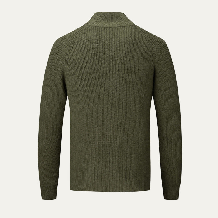 Men’s Ribbed High Collar Zip Cardigan