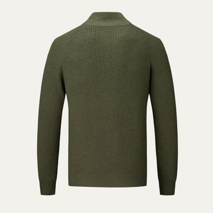 Men’s Ribbed High Collar Zip Cardigan
